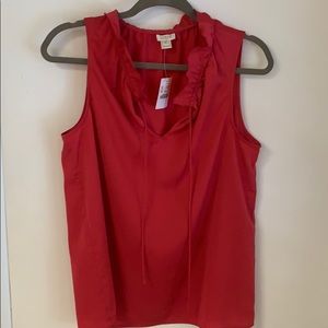 JCrew Factory Sleeveless Ruffle Neck Blouse